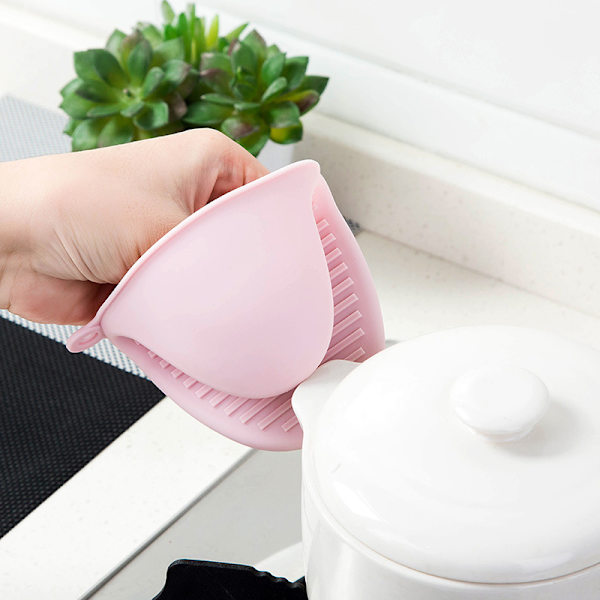 2 Par Silicone Handsker, Grå Dobbelt Greb, til Gryder og Pander, Mikrobølgeovnshandsker, Varmebestandige Handsker, til Køkken Grill O