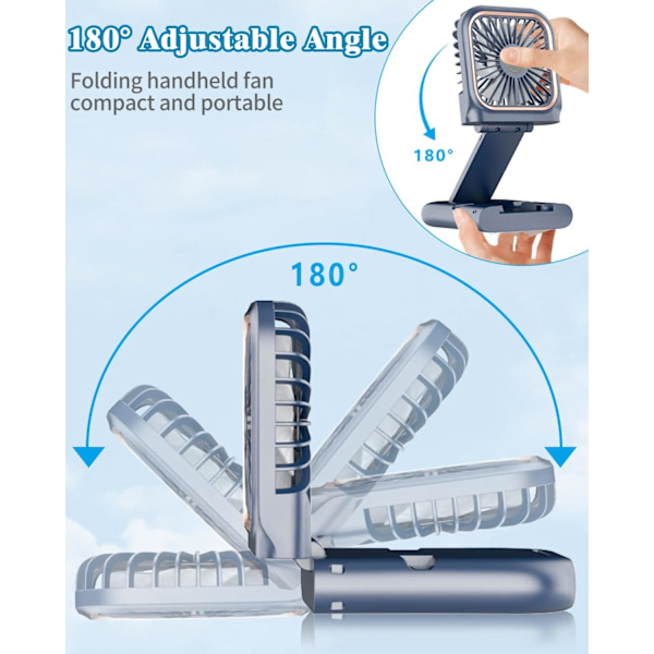 Handfläkt hopfällbar, bärbar fläkt för resor 4000mAh batteri handhållen fläkt uppladdningsbar med 3 hastigheter, Cor
