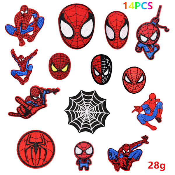14 kpl Silitysliimattuja Tarroja, Spiderman-tarroja Vaatteiden Kirjontaan (Iho)