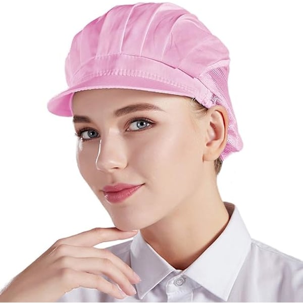 3 kpl Puoliverkko Kokkiberettejä - Vaaleanpunainen, Unisex Keittiöhatut Verkolla, Työhön Sopiva Työpajaan, Tehtaalle, Keittiöön pink