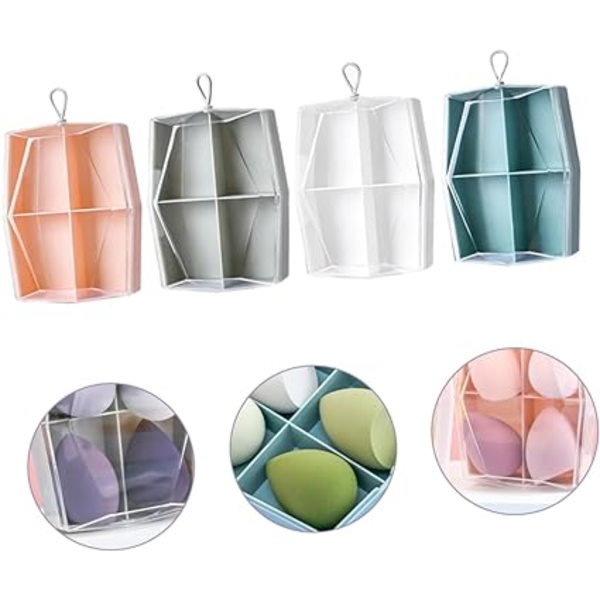 4 stycken Box Puff Förvaringslåda Kosmetikfodral För Resor Bordsskivan Display Makeup Resväska Andningsbar Skönhet Ägg Hållare G