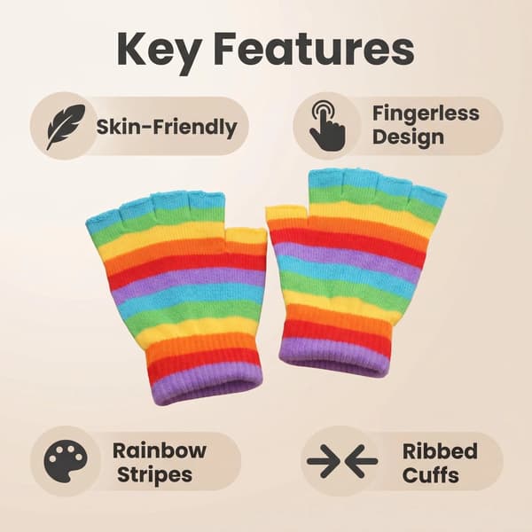 Unisex Stretchy Rainbow Knit Mittens