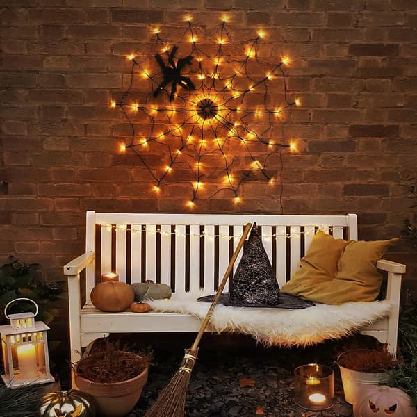 Spider Web Light 60 LED 3,25ft Diameter Light up Spider Web Hallo