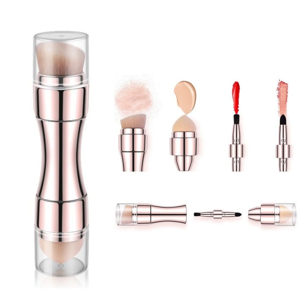 4 i 1 Makeup Brush Set, (rose gull børste) Eyeshadow Eye Lip Face