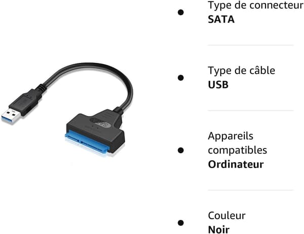 2 stk. USB 3.0 til SATA III, SATA USB 3.0-drevkabel til 2,5\" SSD/HDD-adapter, til stationære computere og bærbare computere