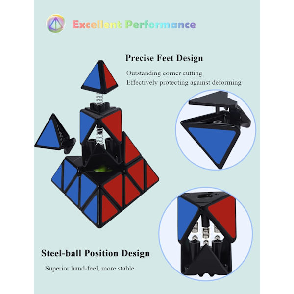 [4 Pack] Speed ​​Cube Set, Speed ​​Cube 2X2 3X3 4X4 Pyramid Magic Cube för barn
