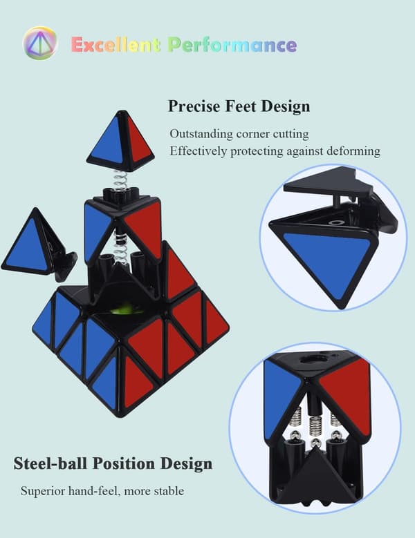 [4 Pakke] Speed ​​Cube Sæt, Speed ​​Cube 2X2 3X3 4X4 Pyramide Magisk Terning til Børn