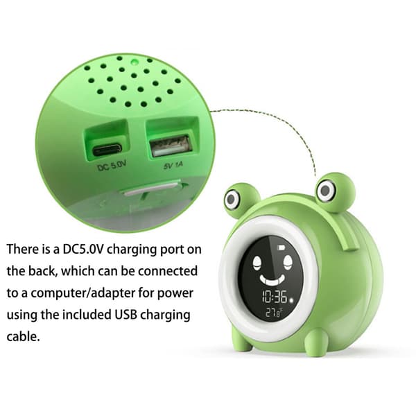 Børns søvntræningsvækkeur med nattelys USB-strømforsyning