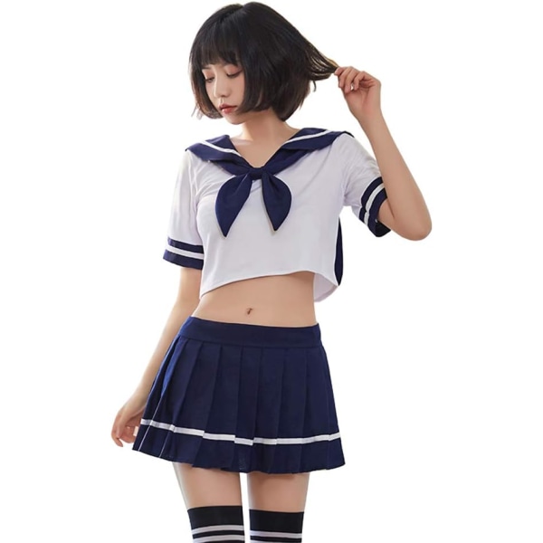 Blå Sexet dameundertøj JK uniform cosplay lingeri sømand swee