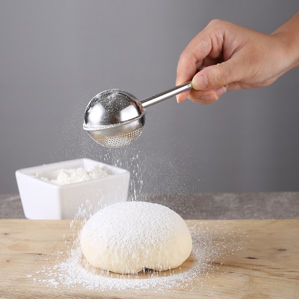 Baker's Støvbørste for Sukker, Mel og Krydderier, Rustfritt Stål Pulverisert Sukker Shaker Duster Sifter, Sett med 2