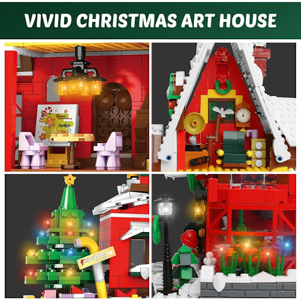 Santas Julpepparkakshus Byggstenar Set, 1301 Stycken Jul Leksak Set, Perfekt Present till Pojkar och Flickor