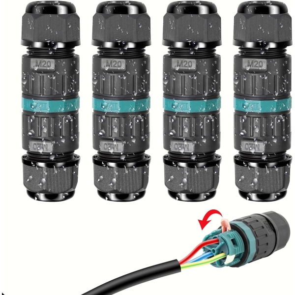 IP68 vanntett elektrisk kontakt - 3-leder kabeltilkobling Ou