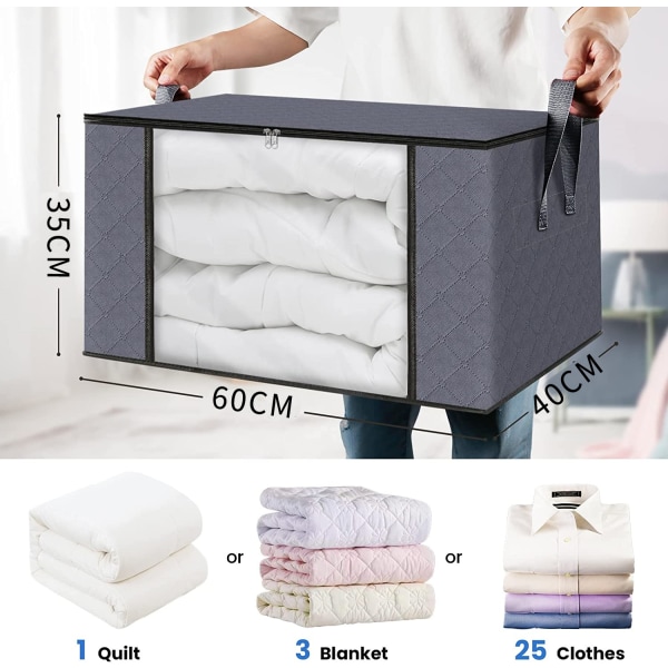 Set med 5 klädförvaringsväskor 90L, Klädförvaringslåda för Täcke i Tjockt Non-Woven, Vikbar Täcke Sängkläder Fil Y