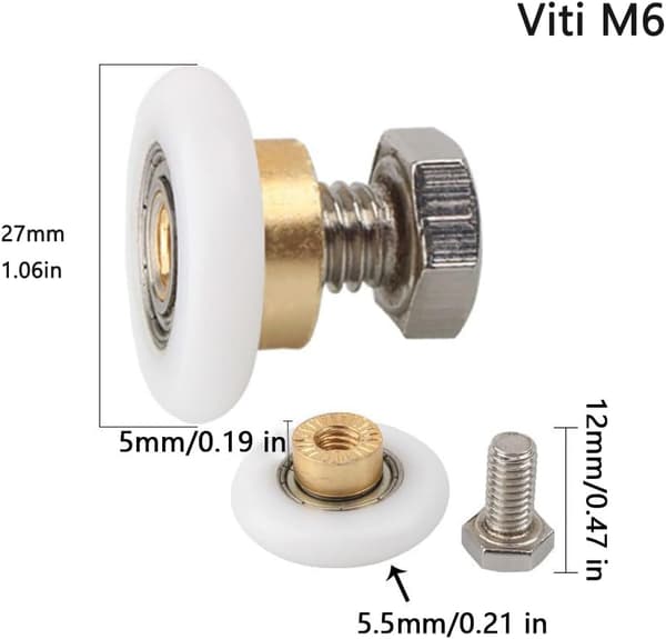 27MM Skydedør, 8 stk. Bruserruller, Bruserrullekugler, Rulle C