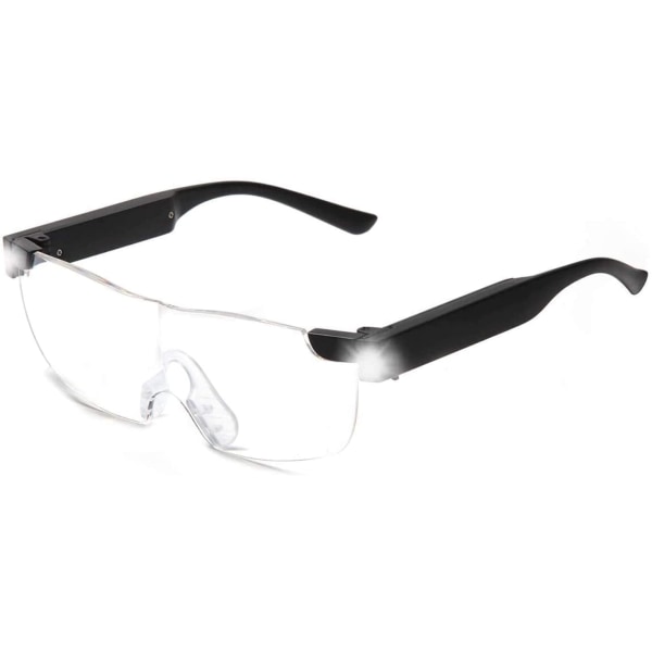 Hands Free Magnifier Glasögon, Förstoringsglas med ljus, 160% LED Li