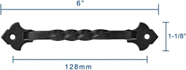 6\" Rustikk Svart Skapbeslag Vridbart Håndtak - 128mm Hullsenter