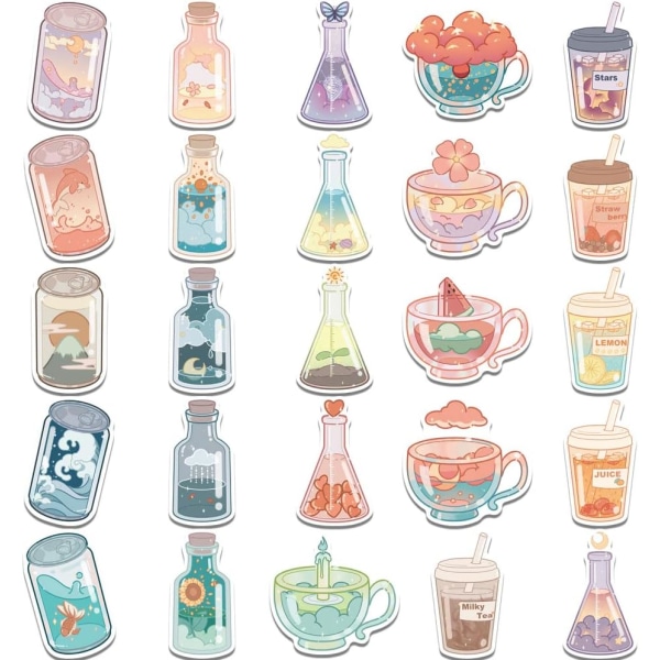 Drikke Stickers 50 stk. Kawaii Tegneserie Stickers Æstetisk Trendy Wa