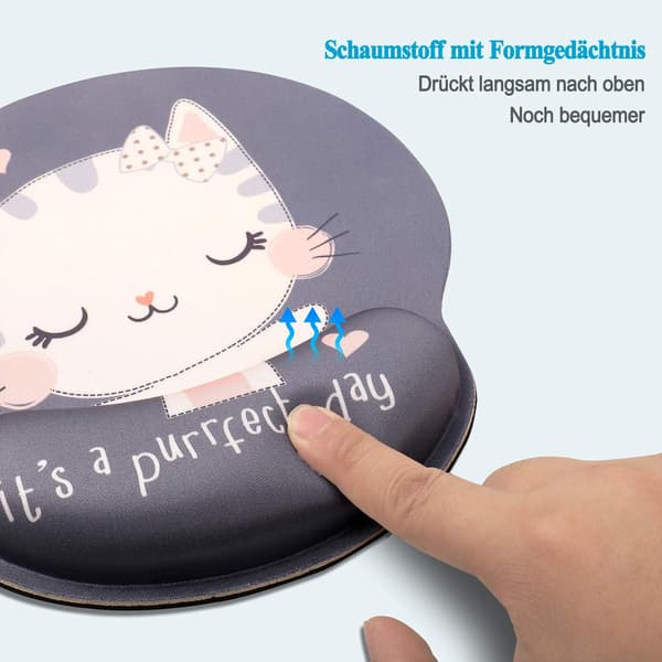Kawaii katt ergonomisk musematte med håndleddsstøtte Kawaii kattemønster