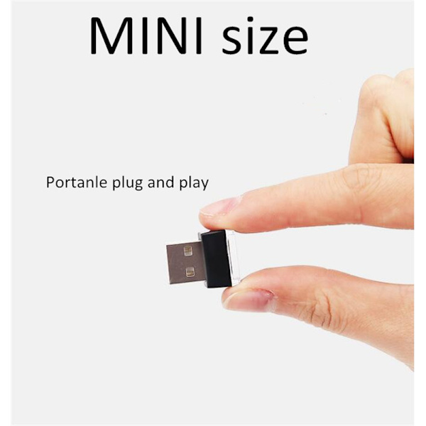 2 stk. Mini Bil Indvendig Ambiente Lys Led Neon Lys Usb Ambiente