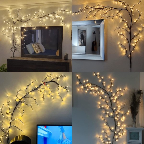 LED-trelys, innendørs veggdekorasjon trelyslykter 144 LED-er juledekorasjon soverom hjem