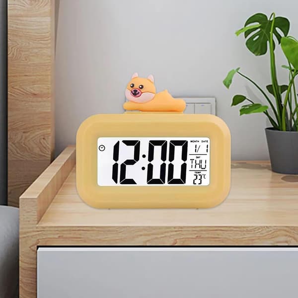 Högdefinitions LCD-tecknad alarmklocka med bakgrundsbelyst display Mul