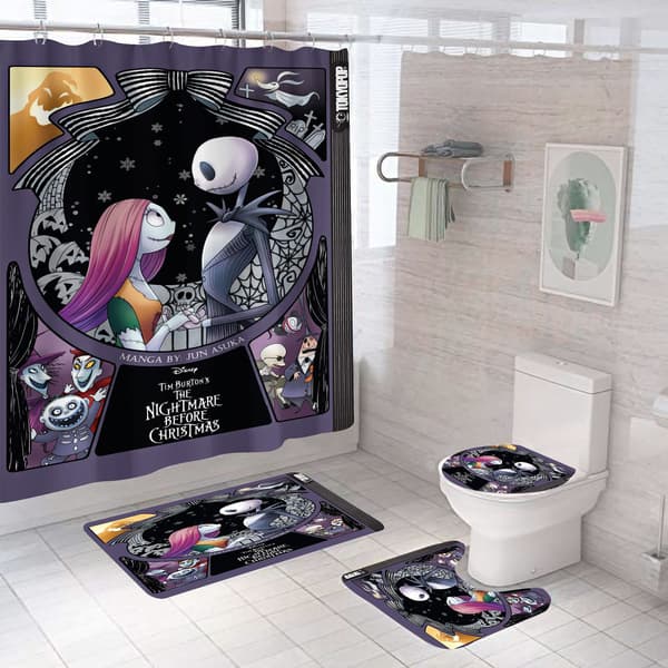 4-delad Halloween dockteater duschdraperi set 180x180cm