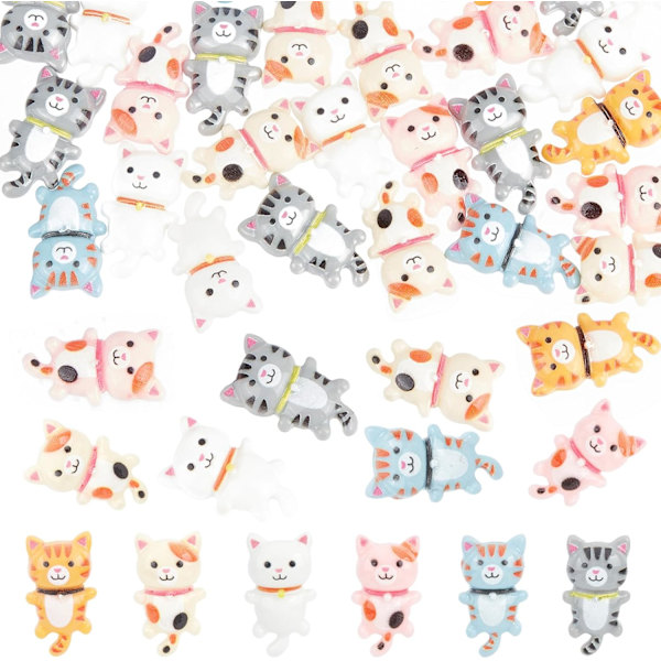 60 stk. Katte Flatbcaks Dyr Resin Cabochons Resin Katte Charms Dyr Flatback Charms Kæledyr Katte Dyr