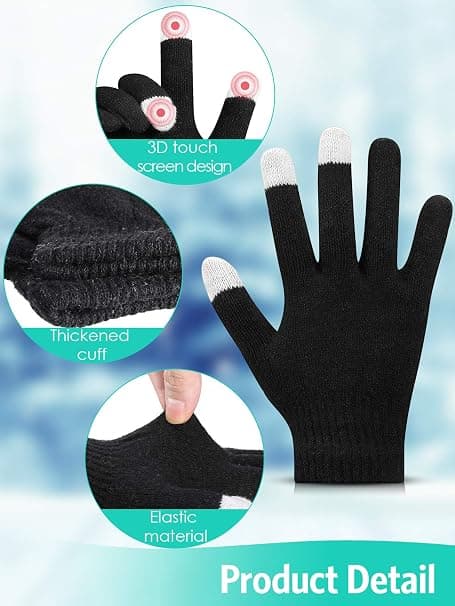 Vinter Touchscreen Handsker Strækbare Strik Touchscreen Handsker Unisex