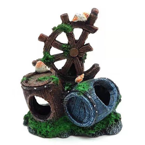 Trefisk akvarium ornament, akvarium harpiks hule ornamenter fisketank dekorasjoner hule dekor landskapsarbeid