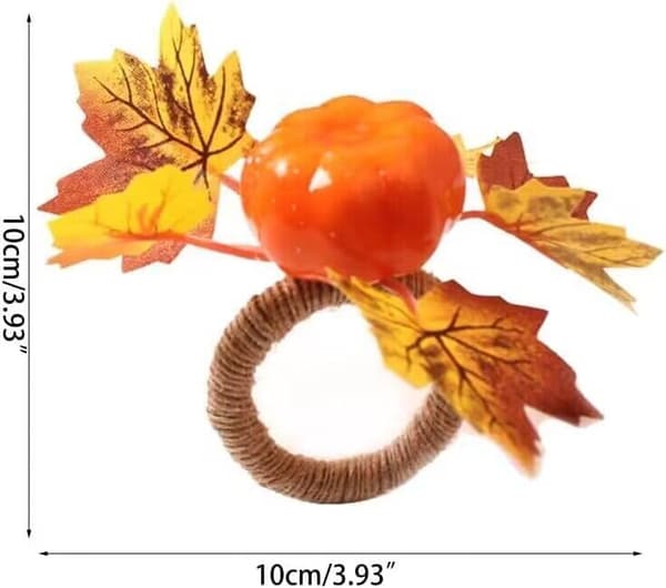 Servietringe med efterårsgræskar, 6 stk. Servietspænder med ahornblade til Thanksgiving