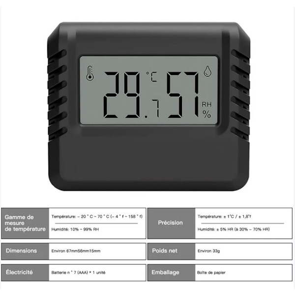 2-pack Termometer Hygrometer - Hygrometrar, Inomhus Termometrar, Hög Precision, Digitala Termometrar för Inomhus, Vardagsrum, Babyrum
