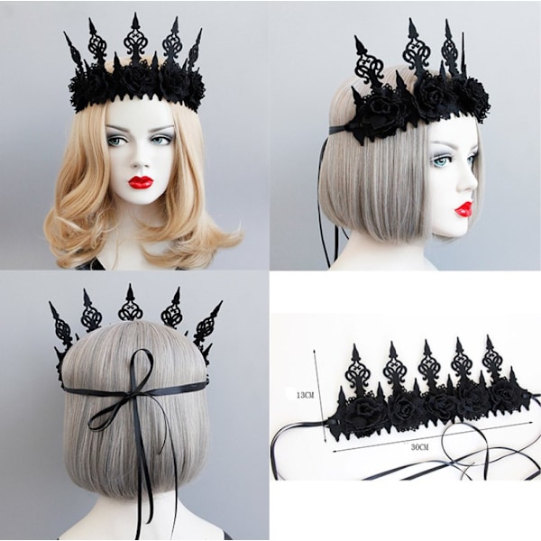 Halloween Rose Gothic Garland Crown Hovedbånd til Kvinder, Pige, Voksne Witcher Makeup Hår Tilbehør