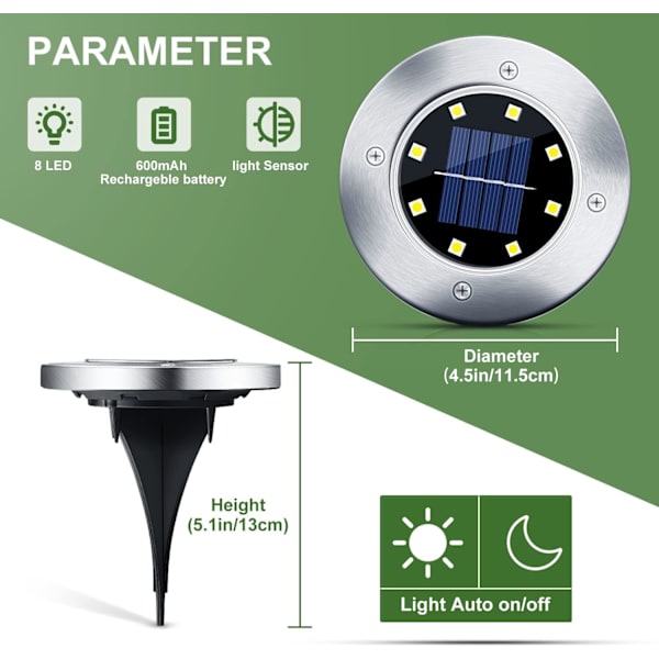 Solcelle gatelys, 10 stk LED solcelle hagelys IP65 solcelle hage