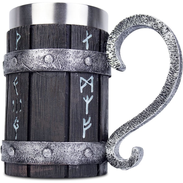 Nordic Viking Rune Beer Kanna Rostfritt stål Träharts 3D N