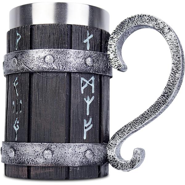 Nordisk Viking Rune Ölkrus i Rostfritt Stål Trä Harts 3D N