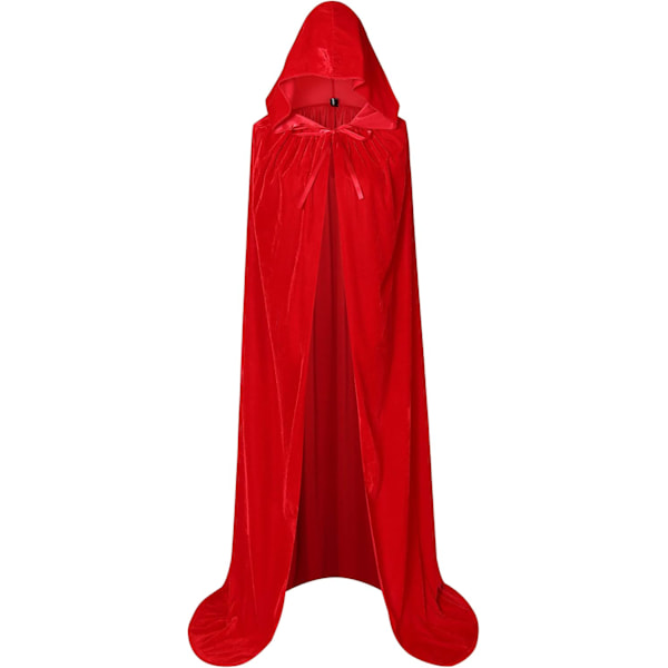Hel længde balaclava fløjls kappe Halloween Fancy Cape Kostumer (Rød, 170cm)