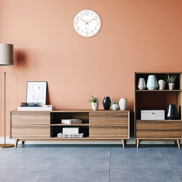 (Rose Gold) Moderne Væg Ur, 30cm Stor Lydløs Dekorativ Rund