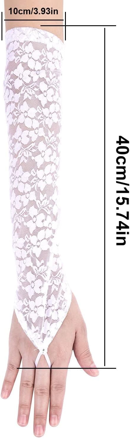 40cm Hvide Lange Blonde Handsker til Kvinder, Brudehandsker til Bryllup