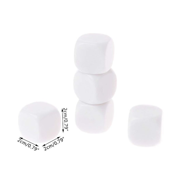 10 stk 20MM seks-sidige blanke runde terninger undervisningsressurser spill plast terninger