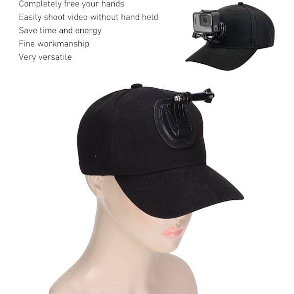 Kepshatt med fäste för actionkamera, kompatibel med GoPro Hero, för Insta360 GO 2, One