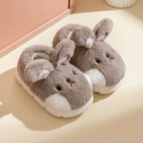 Winter Warm Furry Bunny Slippers 210 (grå), kaninsko til børn