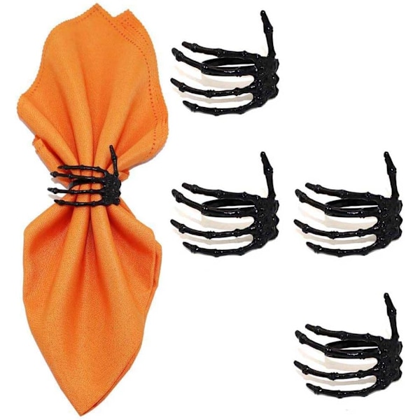 Halloween Servettring Set 4 st Skelett Klo Servetthållare Ringar svart Modern Hushåll Servettringar