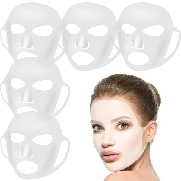 5 stykker gjenbrukbar silikon ansiktsmaske ansiktsmaske deksel Hudmaske Gjenbrukbar