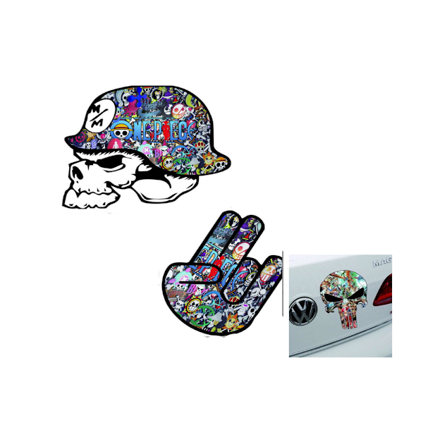 2 stk. Bilsticker, motorcykel, graffiti, kranium, spøgelse, klo