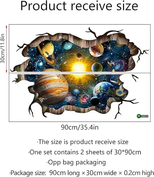 3D Shattered Blue Cosmic Galaxy Wall Decals, Magical Milky Milky