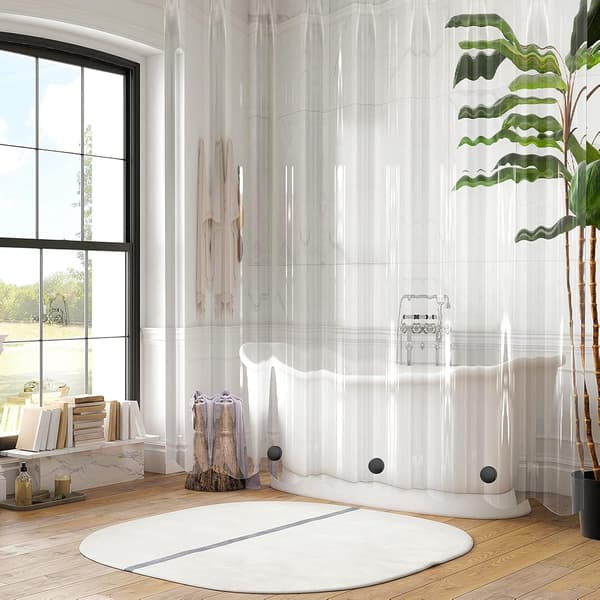 (Svart, 4 st) Duschdraperivikter, Rostfria Duschdraperimagneter, Silikoninlindade Tunga