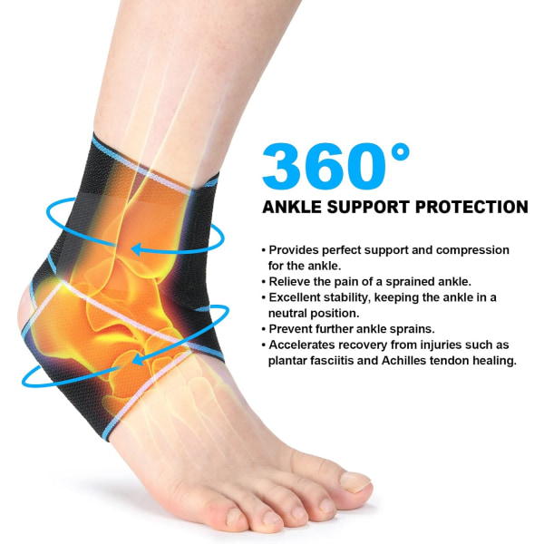 Blue，Sports Ankle Brace, 2 Pieces Adjustable Breathable Ankle Br