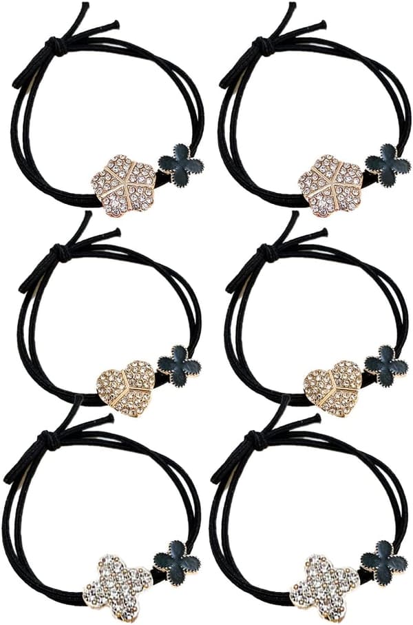 6 stk. Rhinestone Hårbånd, Elastisk Hårbånd Rhinestone Hestehale