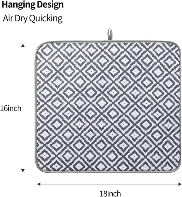 2 pakker oppvaskmatte for kjøkken, superabsorberende, vendbar mikrofiber