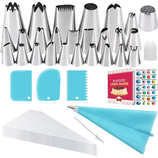 44 kpl ammattimaiset leivontavinkit 26 suuttimella, 10 pursotinpussia,